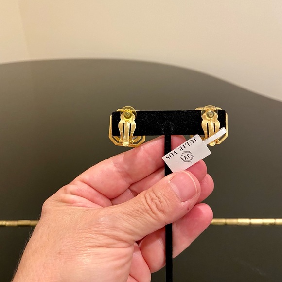 JULIE VOS. NWT Authentic Geneva Chalcedony Blue Clip Statement Earrings. - Picture 11 of 14